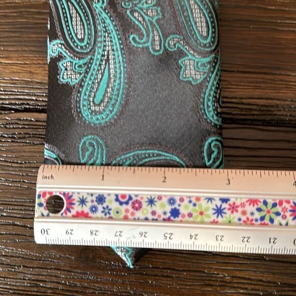 Valerio Garati Black / Teal Paisley Tie - Picture 3 of 5